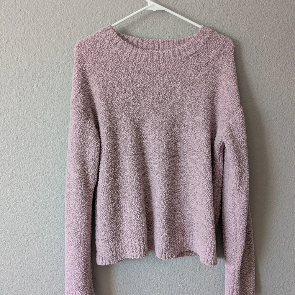 Mauve Crew Neck Boucle Textured Sweater Long Sleeves Sz. M - Picture 7 of 7